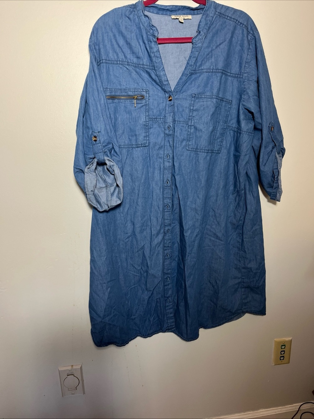 Relaxed Blue Long-Sleeve Denim Shirt Dress